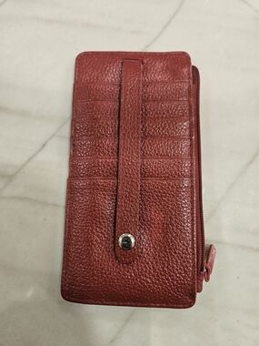Buxton Red Leather Card Wallet